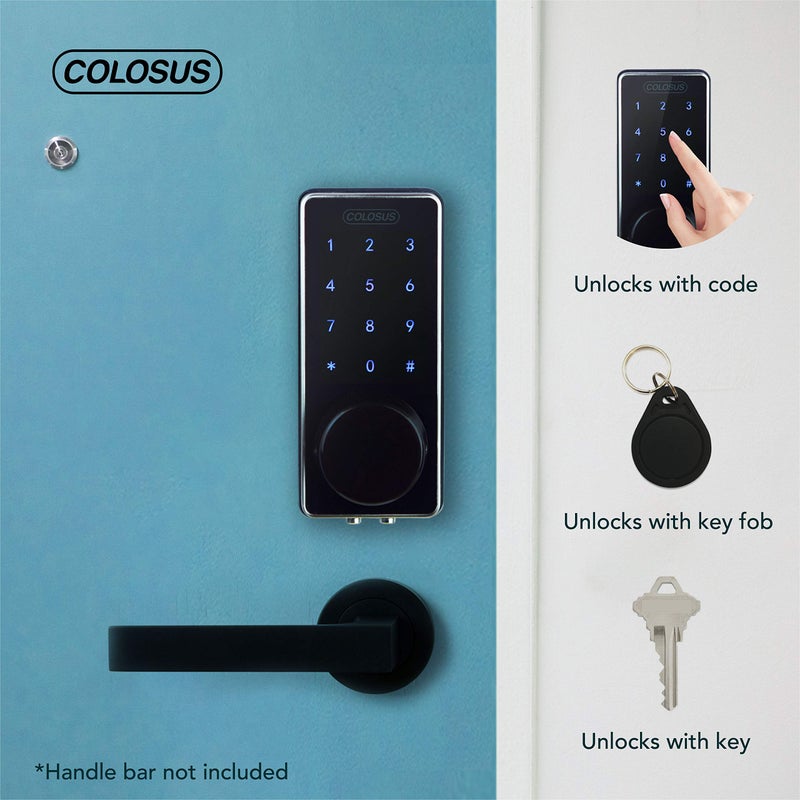COLOSUS NDL626 Keyless Entry Deadbolt Smart Door Lock with Auto-Lock, Anti-Theft, Touchscreen Keypadâ€“ Up to 100 Users â€“ Multiple Codes, 4 Key Fobs, 2 Keys - Image 2
